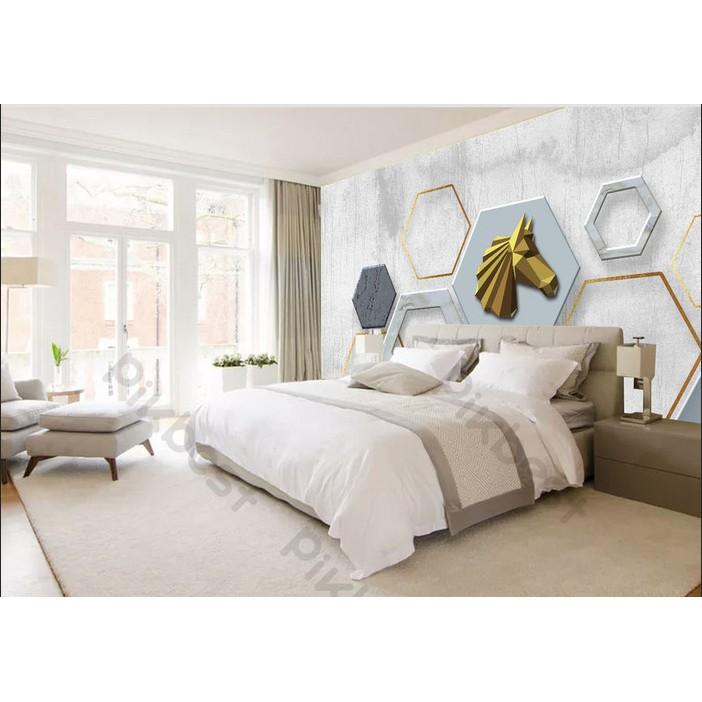 Tranh dán tường Phong cách Bắc Âu khối hình đa sắc màu, Tranh dán tường 3d hiện đại MS1202493