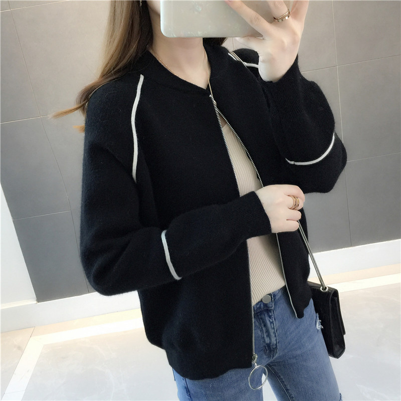 Áo khoác cardigan nữ dáng ngắn có khoá kéo len mềm mại phong cách Hàn Quốc freesize dưới 63kg