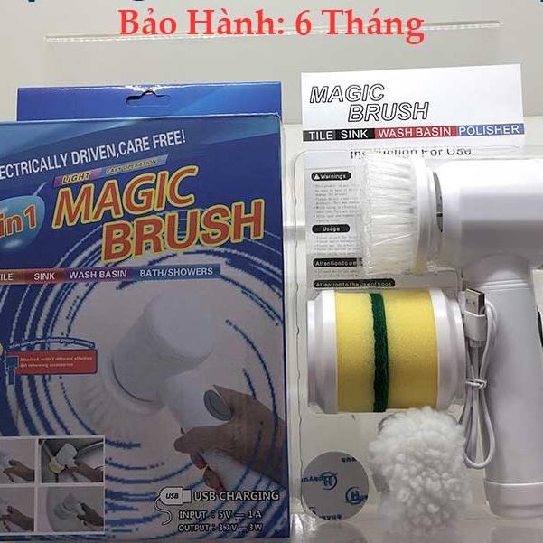 Máy Cọ Rửa Cầm Tay Đa Năng, Bàn Chải Điện MAGIC BRUSH Pin Sạc 1500mA, Chống Nước, 3 Đầu Thay Thế, Vệ Sinh Bếp, Phòng Tắm