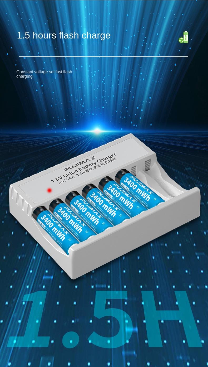 8 sạc pin lithium 1.5V cho pin LI-ion có thể sạc lại AA 1.5V