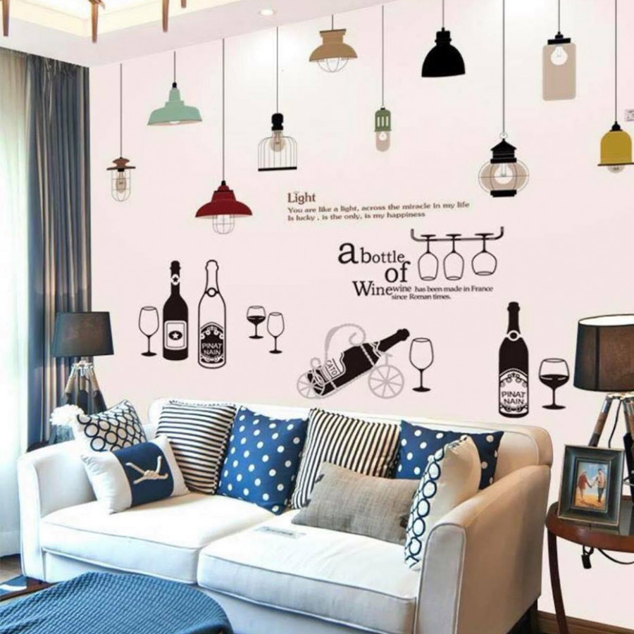 Decal dán tường chùm đèn và kệ bếp - HP330