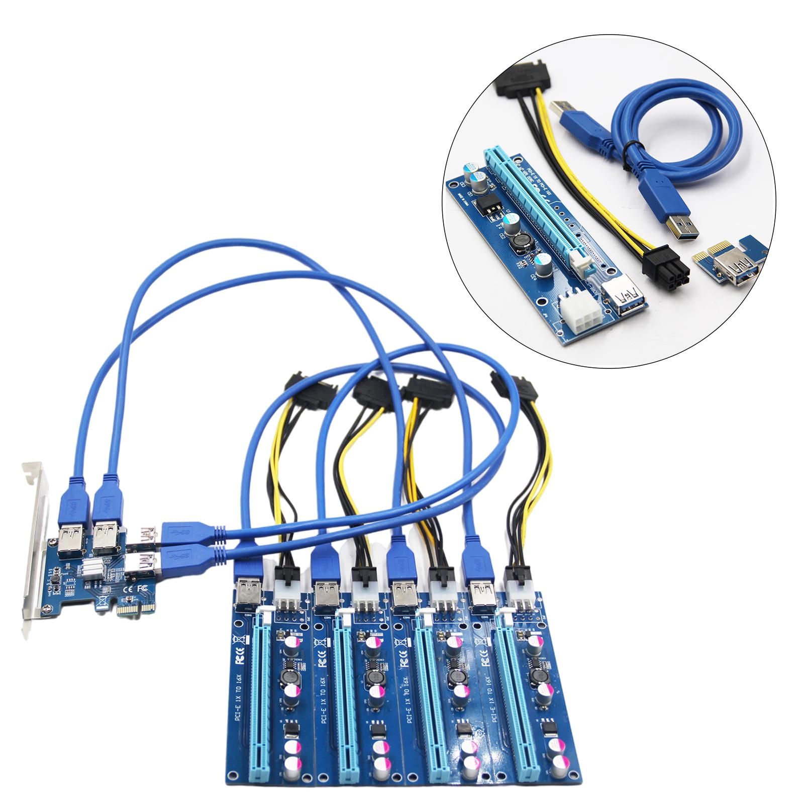 USB 3.0 PCI-E 1X to 16X Riser Card Adapter for BTC Miner PC Desktop