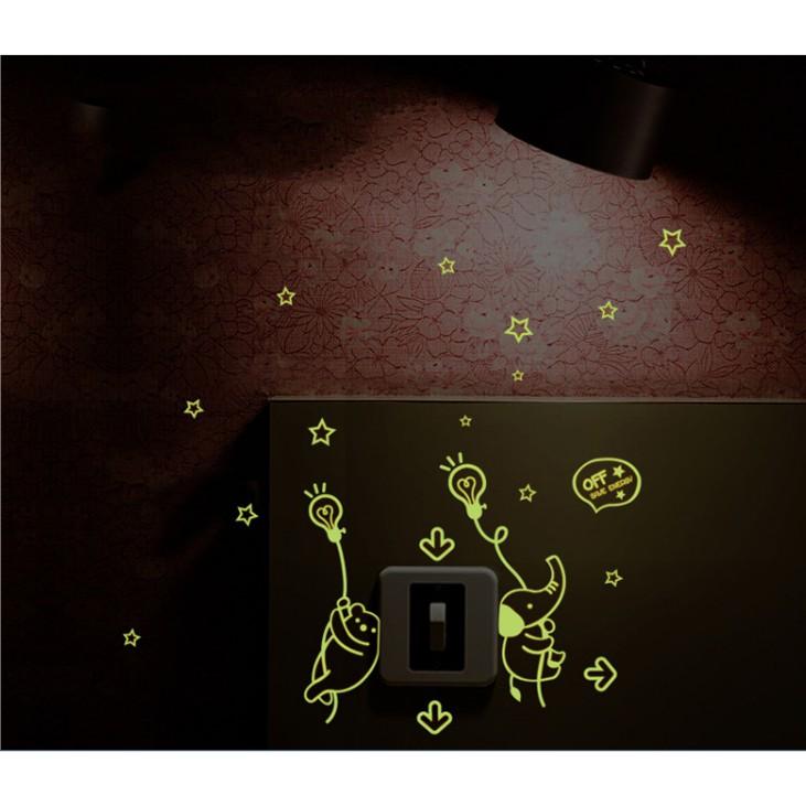 Decal trang trí tường Voi và Gấu - Dạ Quang