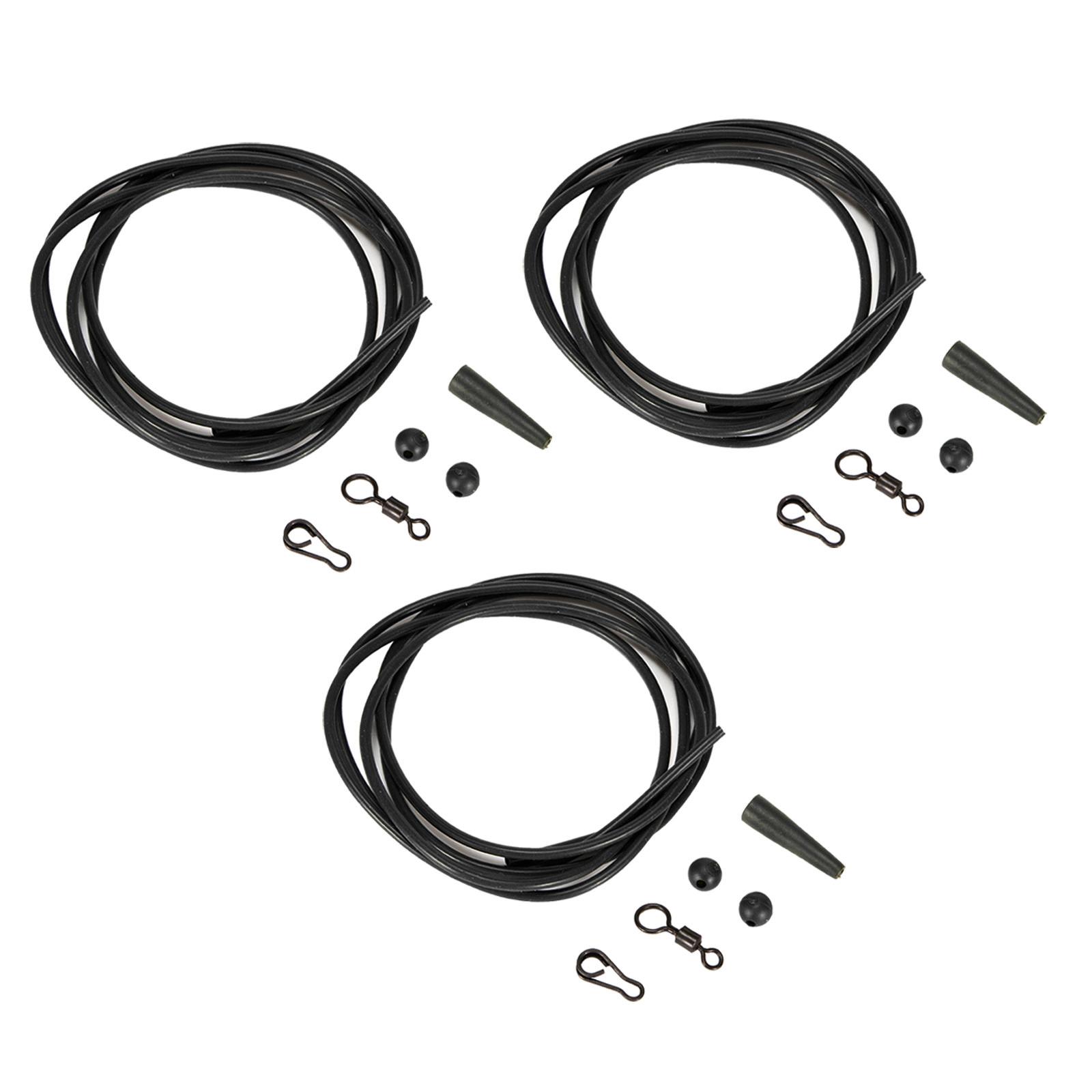 3 Sets Silicone 1m Fishing Rig Tubing Carp Fishing Pre Rigged Helicopter Chod Hair Rig Tube Sleeves Hose Bead Rig Rolling Swivel
