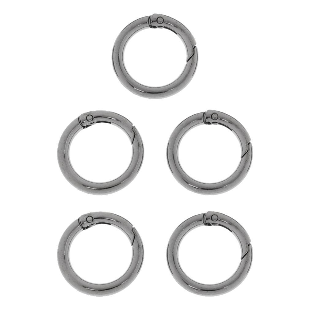 2-3pack 5 Pieces 28mm Alloy Round Carabiners Camping Spring Clip Keychain Black