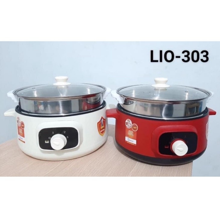 Nồi lẩu điện đa năng Liolux LIO-303 (3 Lít) Công suất 1300W, điều chỉnh 3 chế độ, nấu lẩu, chiên, xào, nấu canh - Hàng chính hãng