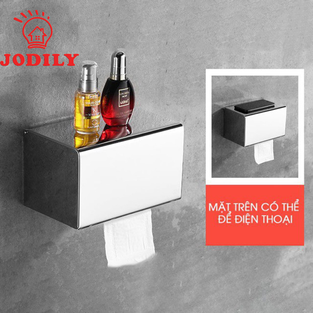 Hộp Đựng Giấy Vệ Sinh Inox 304 Cao Cấp Jodily Dán Tường Sử Dụng Keo Siêu Dính