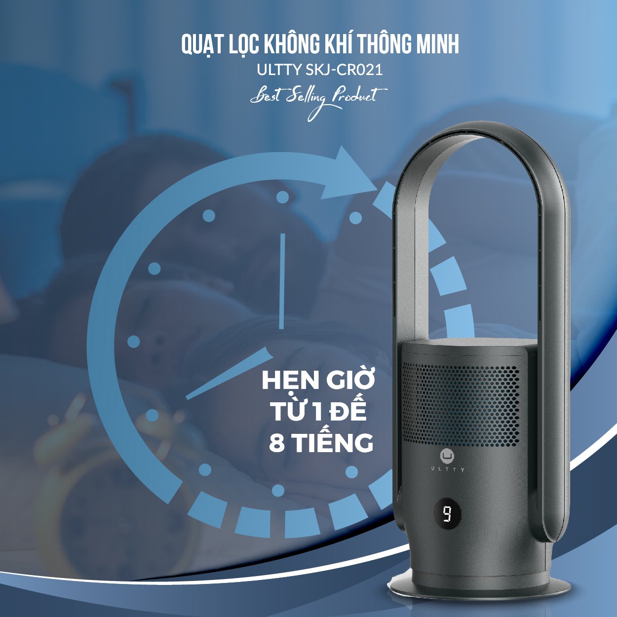 Combo Máy Lọc Không Khí U ULTTY SKJ CR021 Dạng Quạt Màu Trắng + Màng lọc HEPA H13 Nano Phân Tử Bạc - Hàng Chính Hãng