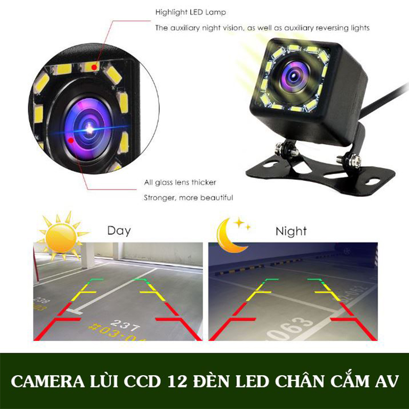 Camera Lùi Cho Xe Hơi CCD 12 LED