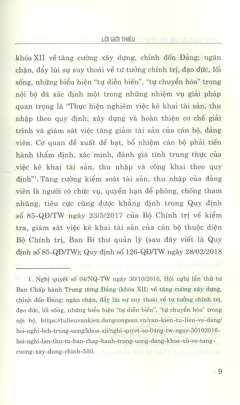 Kiểm Soát Tài Sản, Thu Nhập Của Đảng Viên Là Người Có Chức Vụ, Quyền Hạn Trong Bối Cảnh Mới Ở Việt Nam (Sách chuyên khảo)