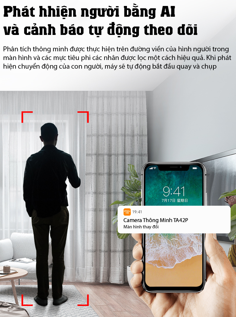 Camera wifi xoay 360 chính hãng IMOU Ranger 2C TA42P 4MP siêu sắc nét , đàm thoại 2 chiều , theo dõi chuyển động , cảnh báo tiếng trẻ khóc - Hàng Chính Hãng