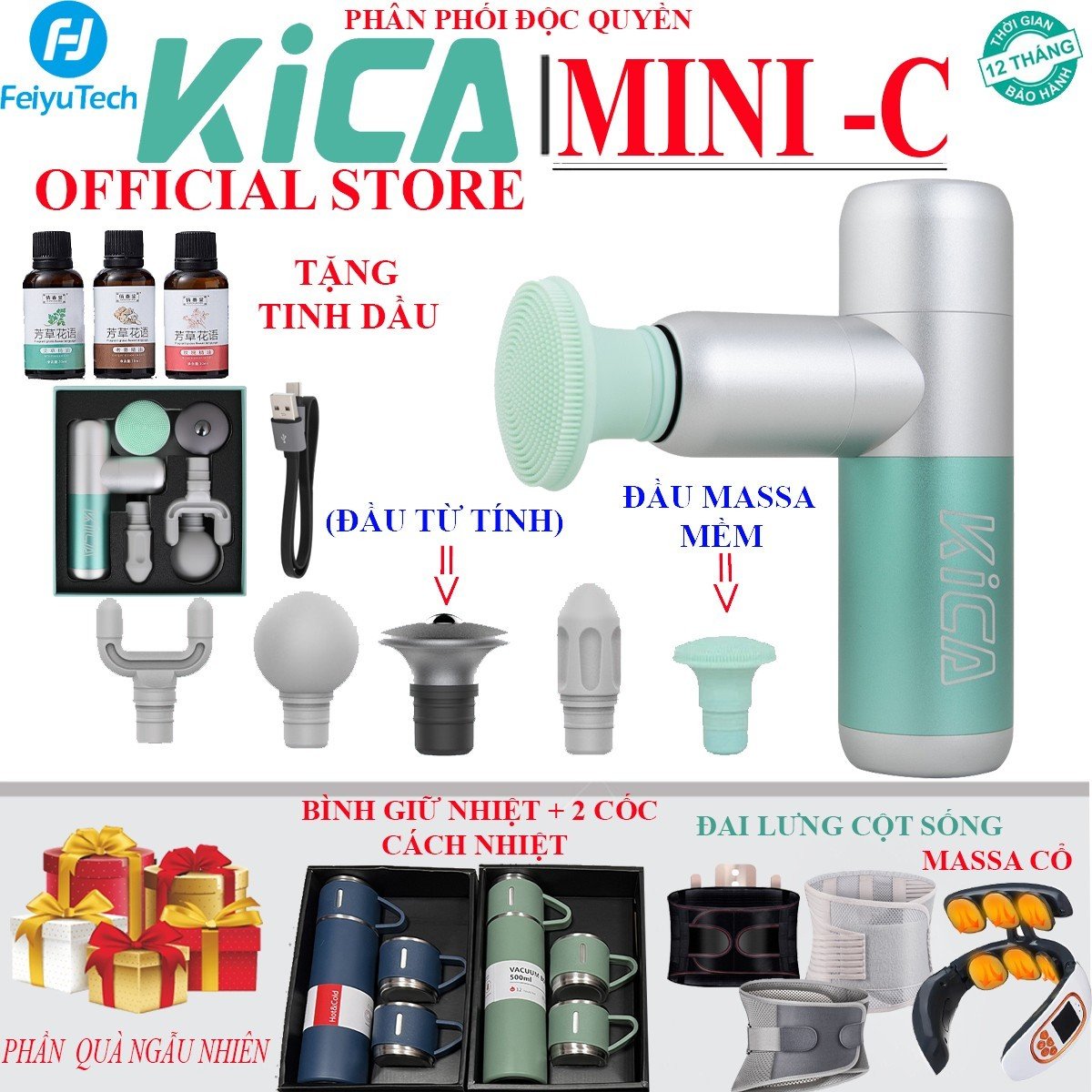 ƯU ĐÃI TẶNG QUÀ - Máy Massage Mini Cầm Tay Kica Mini 5 Dầu Thay Thế 4 Cấp Độ Từ đánh thức cơ bắp, thư giãn cân cơ, massage sâu đến chế độ chuyên nghiệp - Hàng Chính Hãng