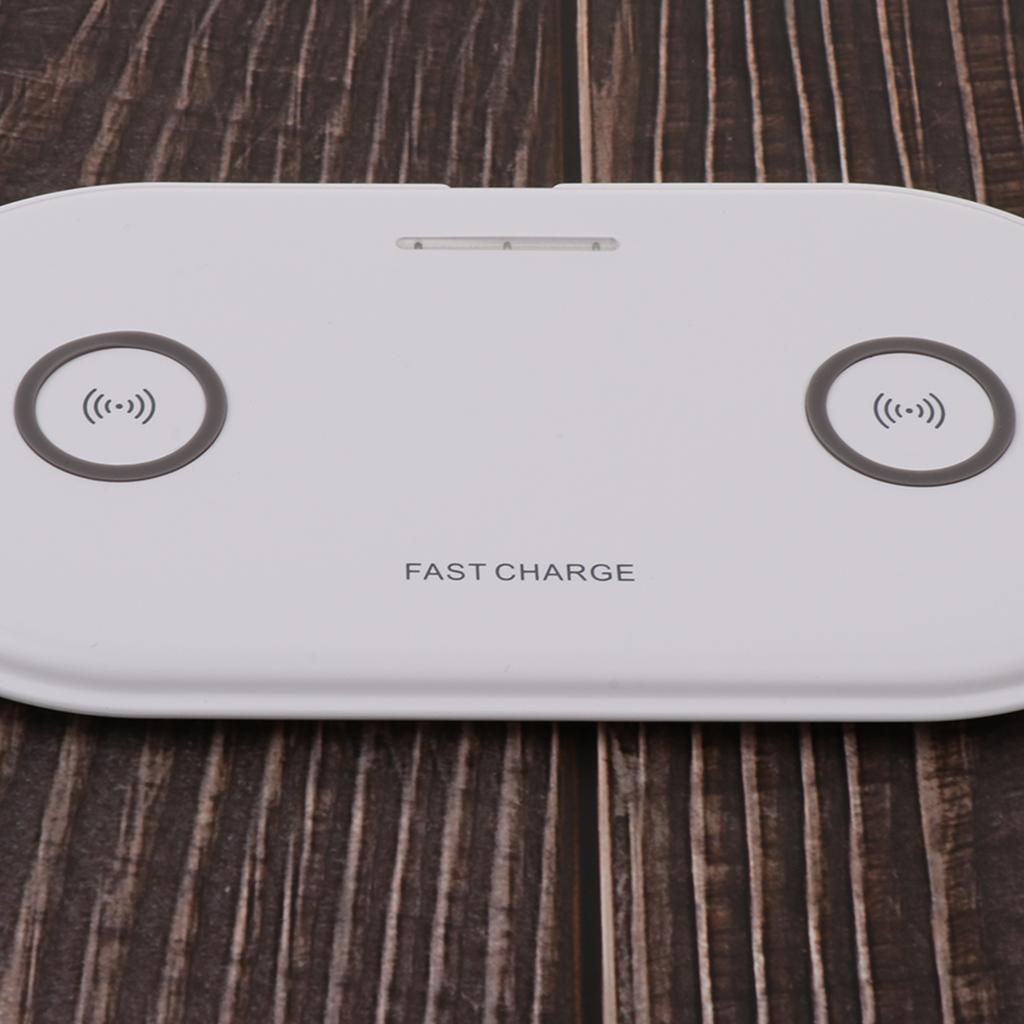 2x 5W QI Dual Wireless Charger Pad Fast Charging Dock for Phone White+Black