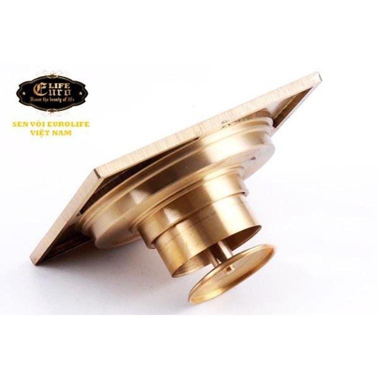 Hố ga thoát sàn Đồng hoa văn 10x10cm Eurolife EL-HG09