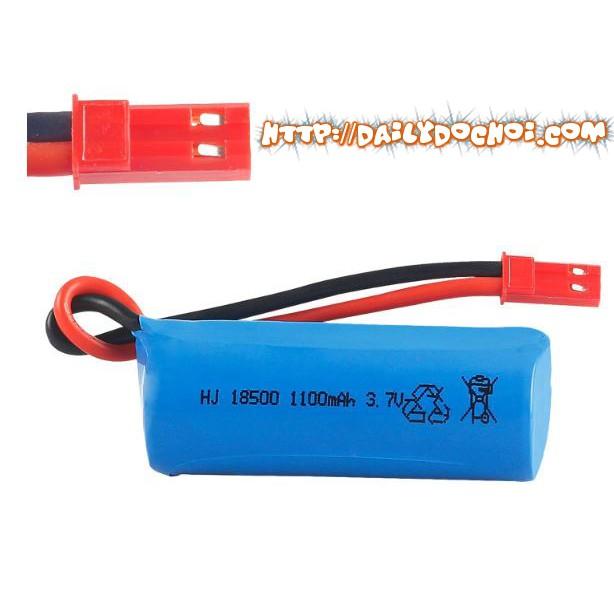 Pin sạc hình trụ 3.7V dung lượng 1100mAh chân cắm đỏ jack JST