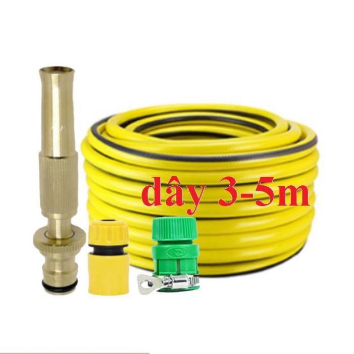 ️ Bộ dây vòi xịt nước rửa xe, tưới cây . tăng áp 3 lần, loại 3m,5m 206587 cút sập,nối vàng+ tặng mở chai