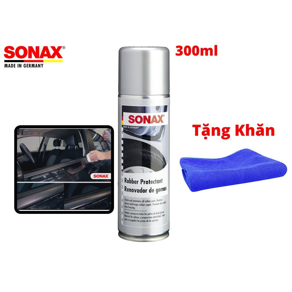 Chai Xịt Dưỡng Lốp Xe, Dưỡng Cao Su Sonax Rubber protectant 340200 300ml Tặng Khăn