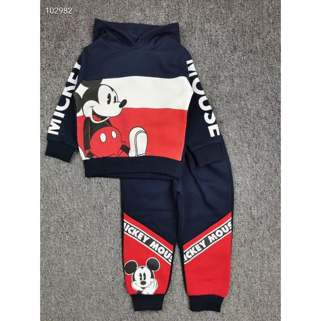 BỘ MICKEY THAN PHỐI ĐỎ NỈ DA CÁ BÉ TRAI