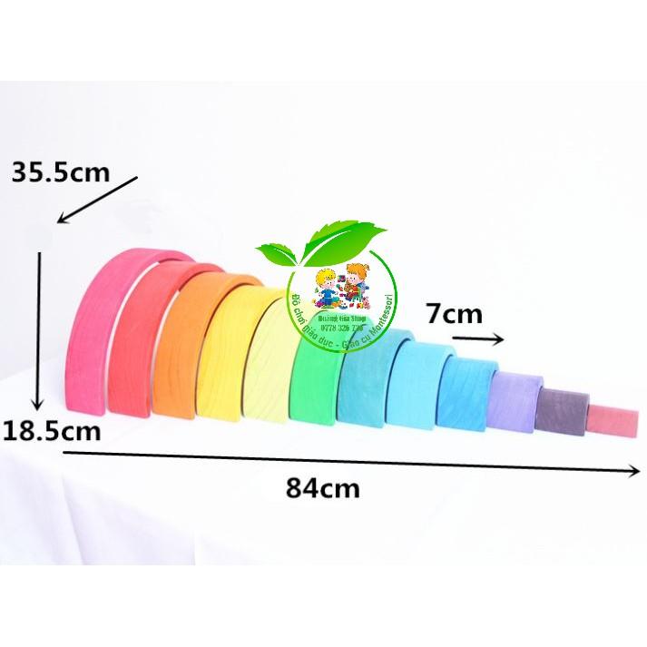 Xếp hình cầu vồng bằng gỗ 12 khối