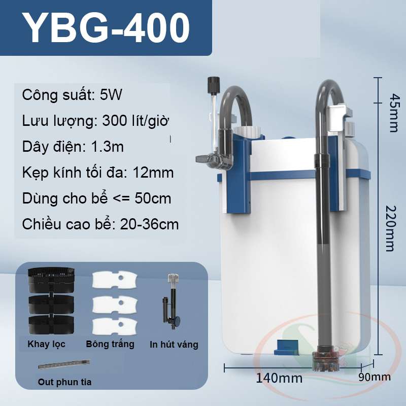 Lọc treo Sunsun YBG 300, 400, 500, 600 hút váng xoay lọc mini bể cá tép thủy sinh