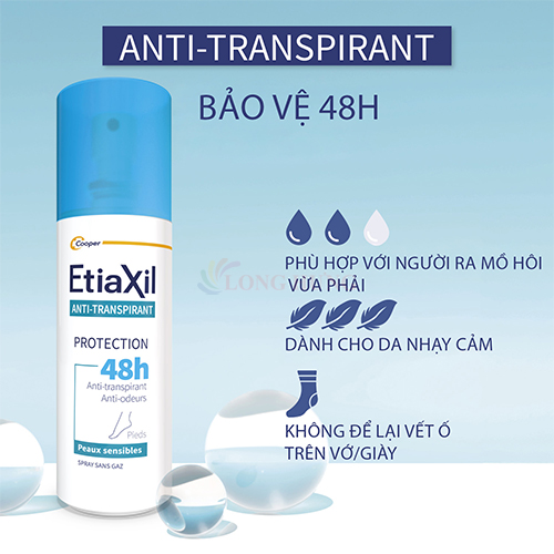 Xịt khử mùi hôi chân EtiaXil Anti Transpirant Protection 48h (100ml) - Hàng chính hãng