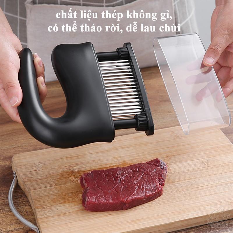 Máy châm thịt 48 que kim, chất liệu thép không gỉ, dễ châm thịt, có thể tháo rời, dễ lau chùi