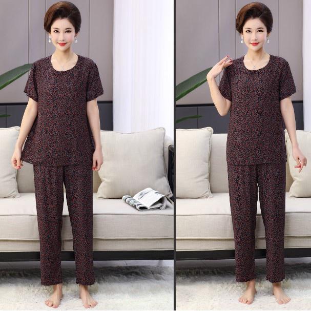 Đồ Bộ Trung Niên - Set Mặc Nhà Áo Ngắn Quần Dài Nhiều Màu Hoạ Tiết Vải Lanh Sợi Tự Nhiên CDDT01