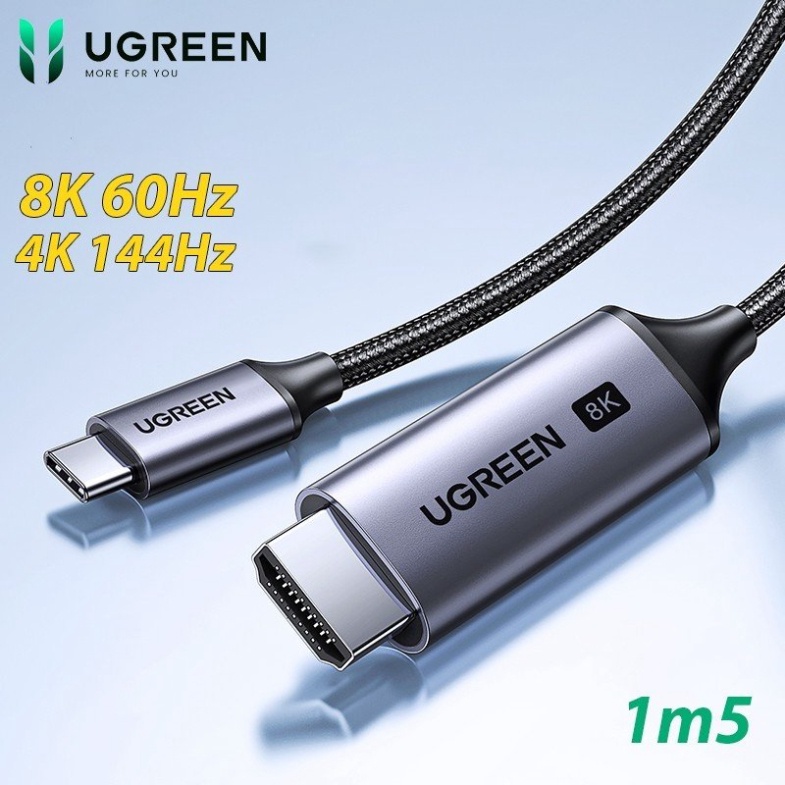 Cáp chuyển USB-C to HDMI 8K60Hz 4K144Hz HDR 1,5m Ugreen 90451 CM565 hàng chính hãng