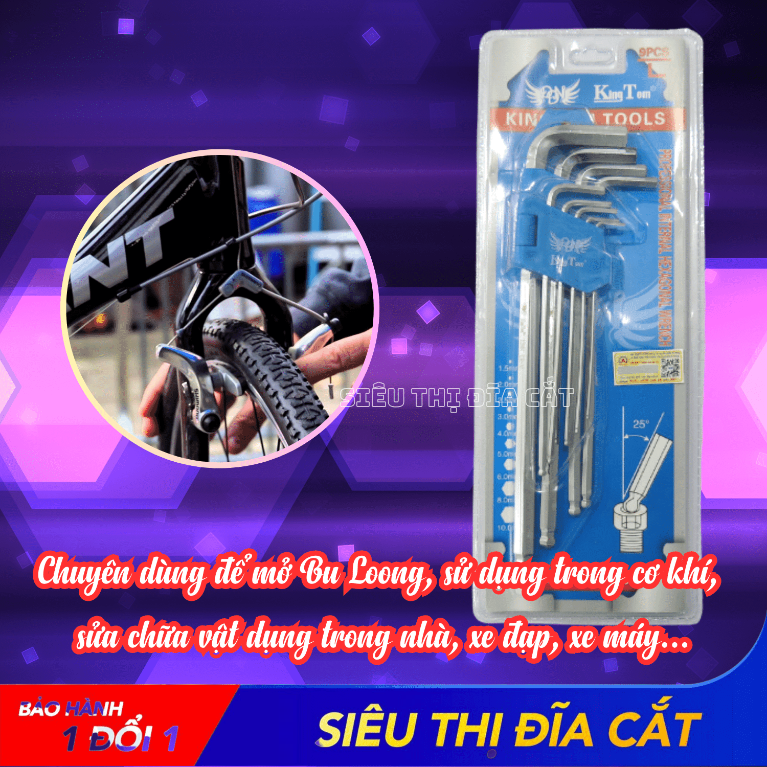 Bộ lục giác Bi KingTom 9 Món Hàng Chính Hãng