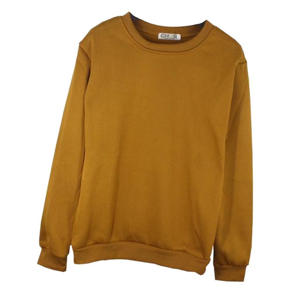 Men's Women's Crewneck Fleece Sweatshirt Plain Pullover Crew Neck 2XL