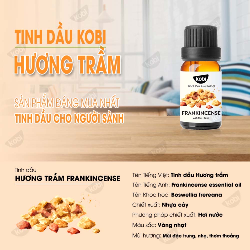 Tinh dầu Hương Trầm Kobi Frankincense essential oil giúp giảm lo âu, tái tạo da, kích thích tiêu hóa