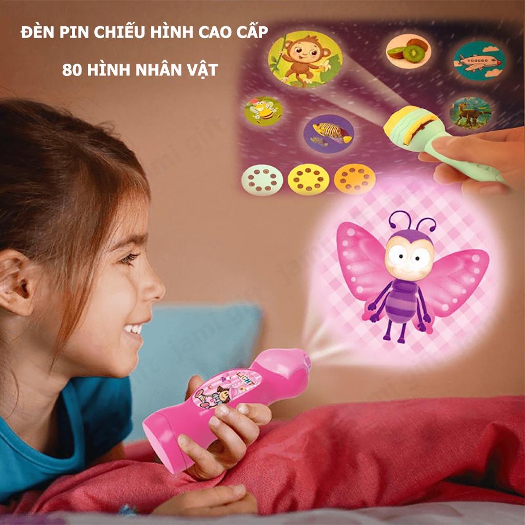 Đèn pin chiếu hình cao cấp 80 hình nhân vật - đồ chơi cho bé thoả thích khám phá