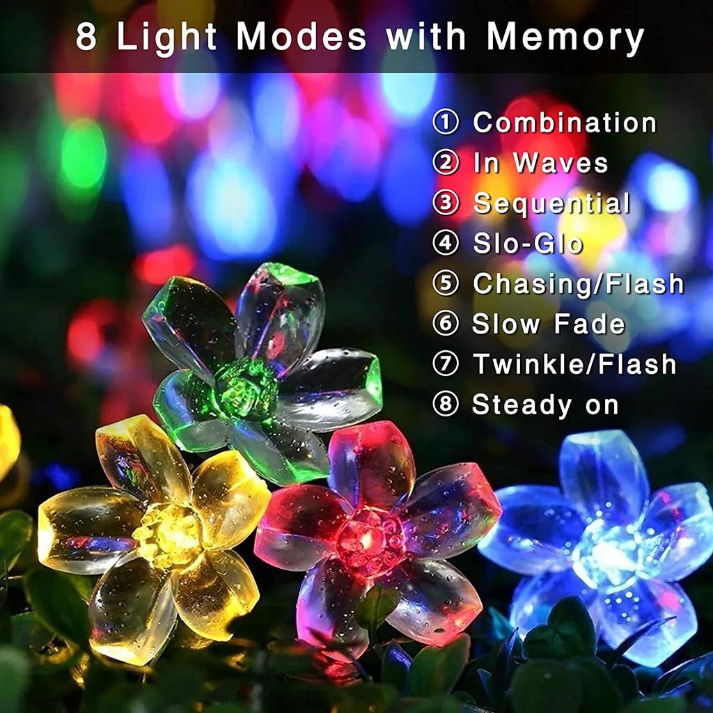 Dây Đèn Led Năng Lượng Mặt Trời Chống Thấm Nước Hình Hoa Anh Đào Trang Trí Sân Vườn/Nhà Cửa/Giáng Sinh