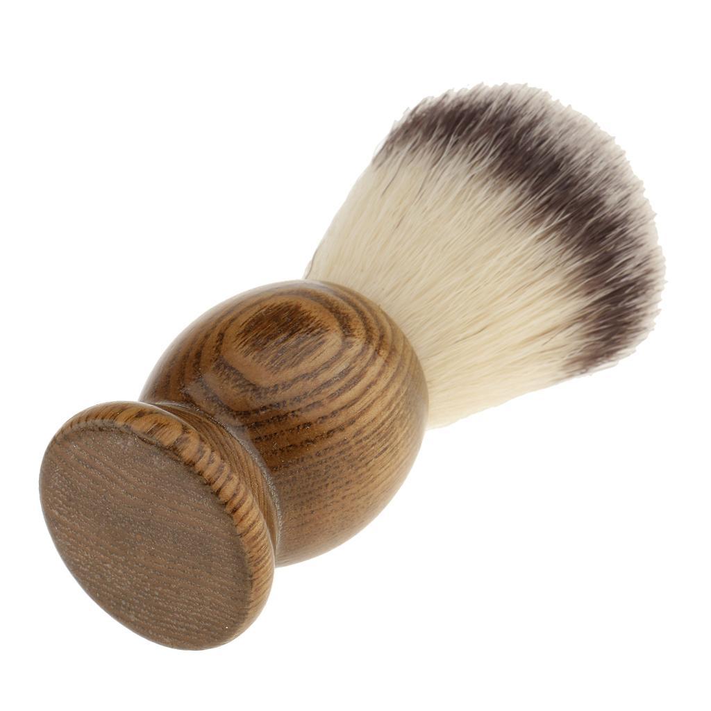 3pcs Men's Wood Shaving Brush Metal Bowl Cup Mug Stand Holder Set Kit