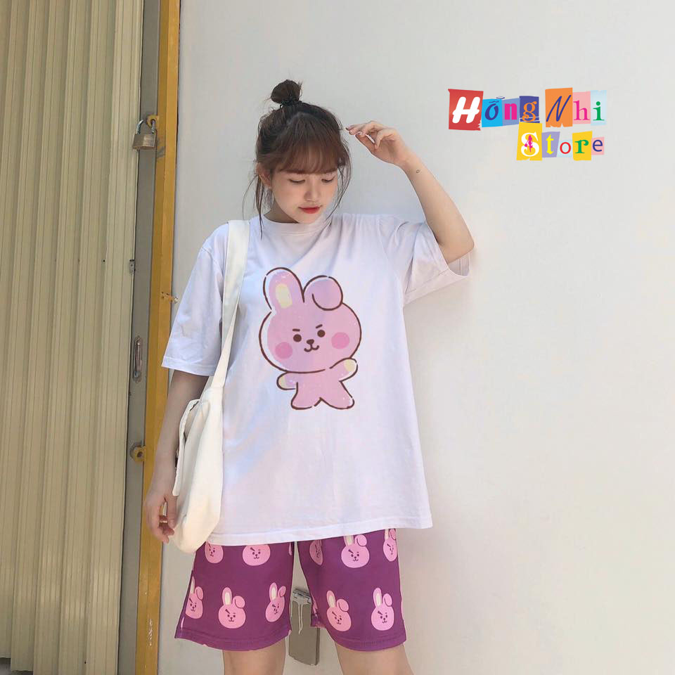 Quần Short Cartoon Unisex Con Thỏ Hồng - Quần Đùi Hoạt Hình Siêu Cute - MM