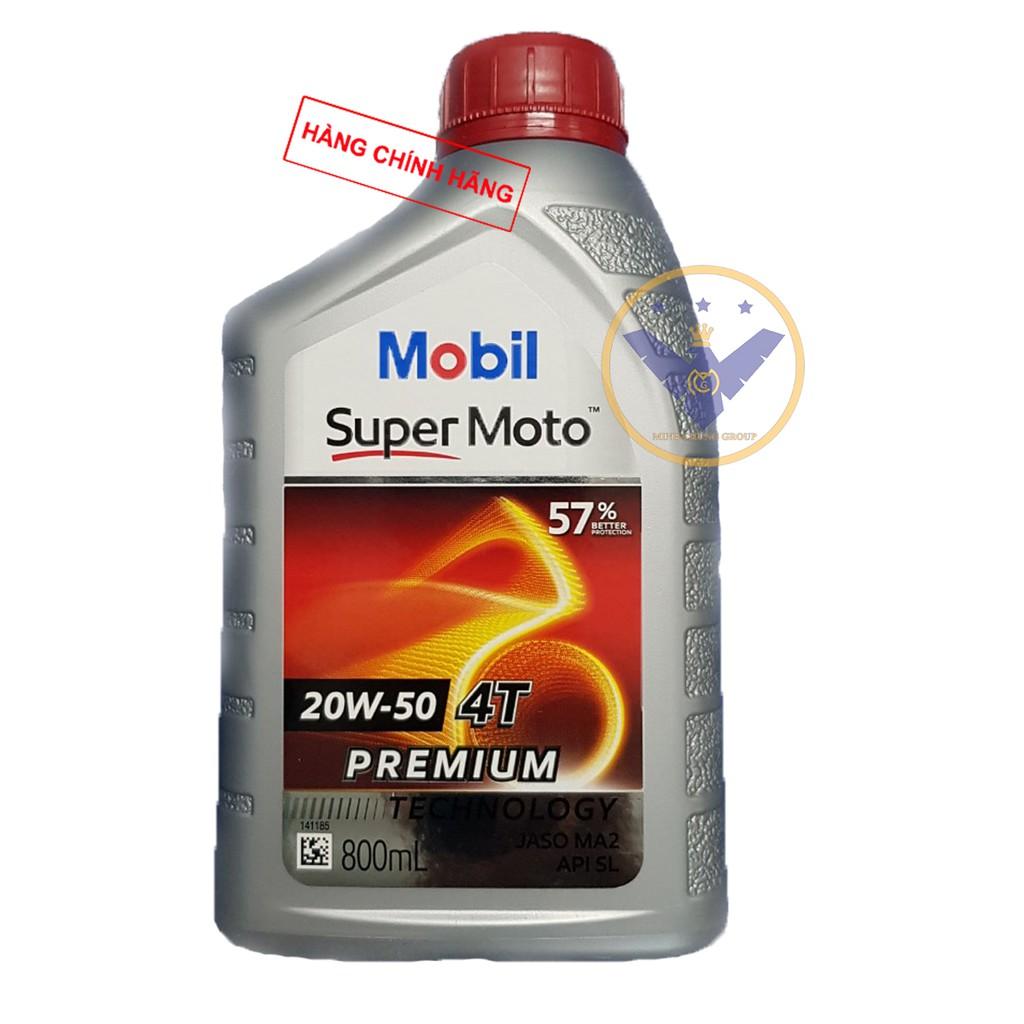 Bộ 2 chai nhớt xe máy Mobil Super Moto 20W50 800ml