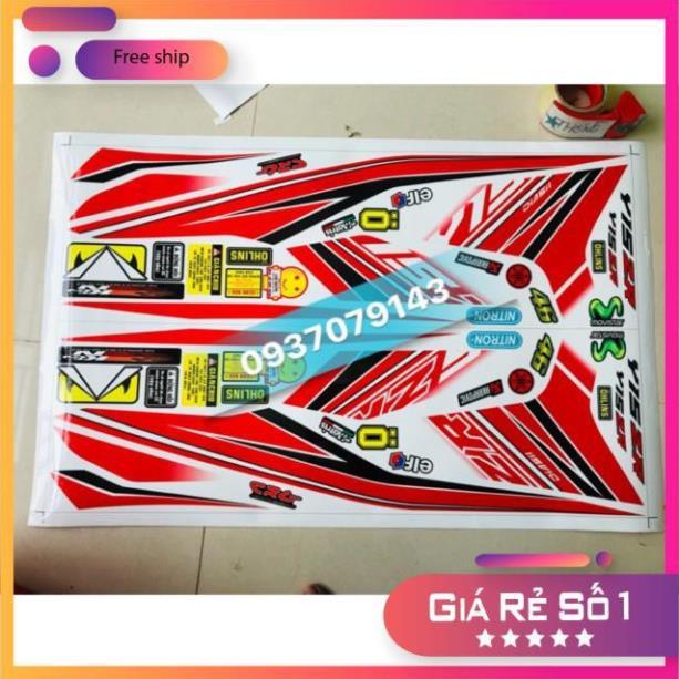 Tem rời exciter 150 dán xe trắng tem 3 lớp ko bay màu bảo hành màu sắc vĩnh viễn