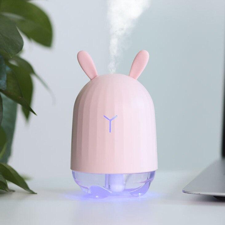 Cute Rabbit 300ML Mini Ultrasonic Air Humidifier Aroma Essential Oil Diffuser for Home Car USB Fogger Mist Maker with LED Lamp