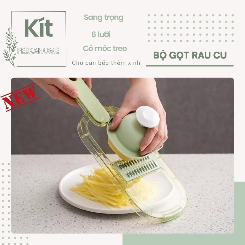 Bộ nạo sợi rau củ đa năng FEEKA 6 lưỡi dao sang trọng có móc treo