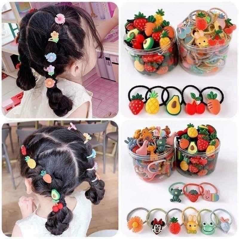 Hộp 30 Thun Cột Tóc Trái Cây, Doremon