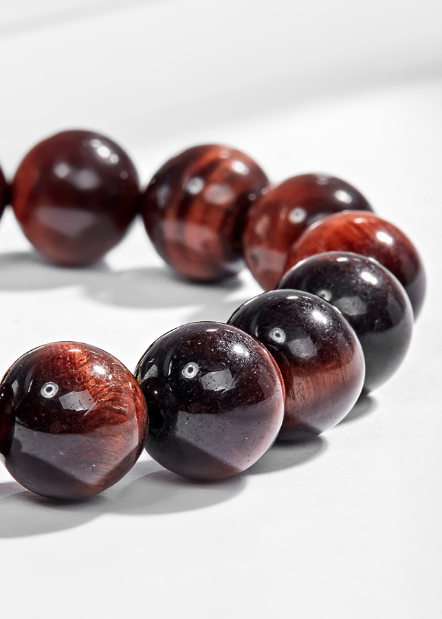 Vòng Tay Nam Đá Mắt Hổ Nâu Đỏ Phối Tỳ Hưu Bạc Mạ Vàng 24K Ngọc Quý Gemstones