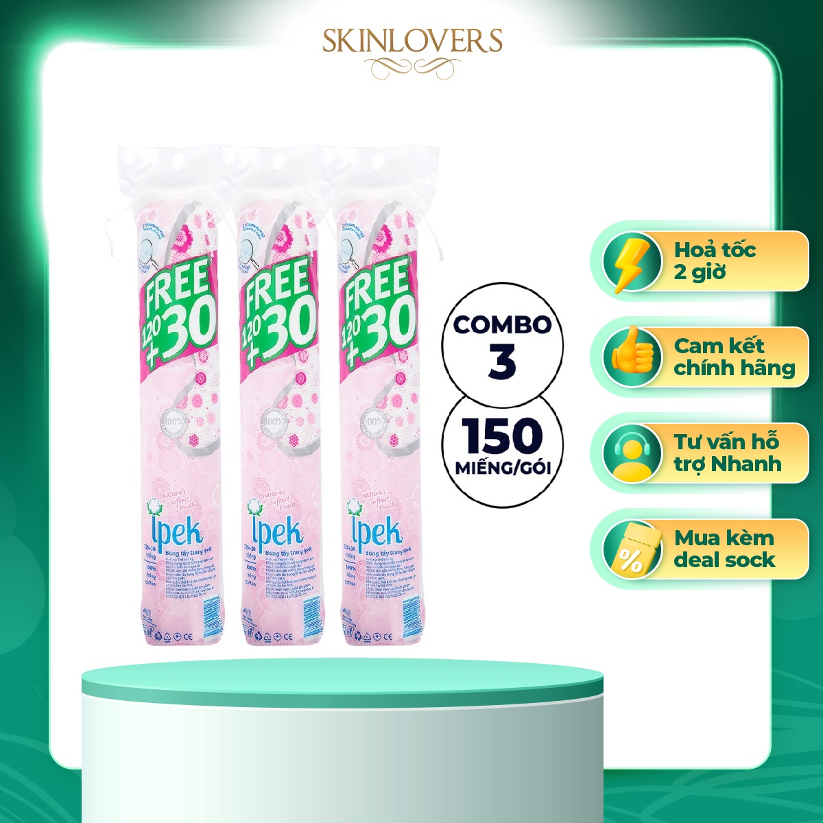 Combo Bông Tẩy Trang IPEK 150 Miếng (Thổ Nhĩ Kì)