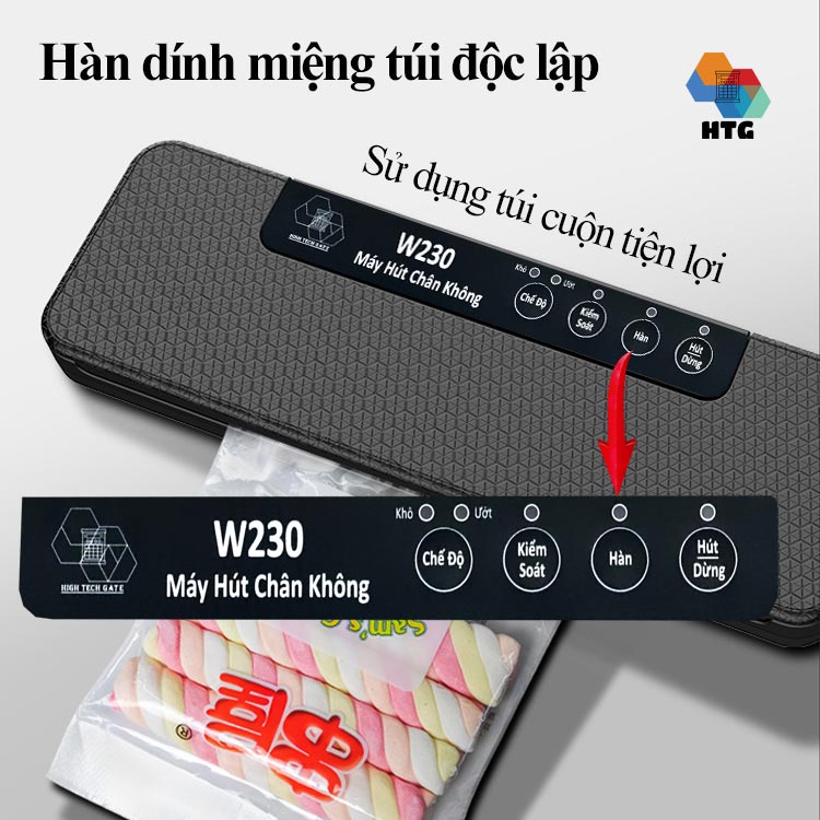 Máy hút chân không thực phẩm Shineye W230 tự động, hút khô và hút ướt với 2 chế độ hàn, tích hợp hàn độc lập, kiểm soát lực hút, hàng chính hãng