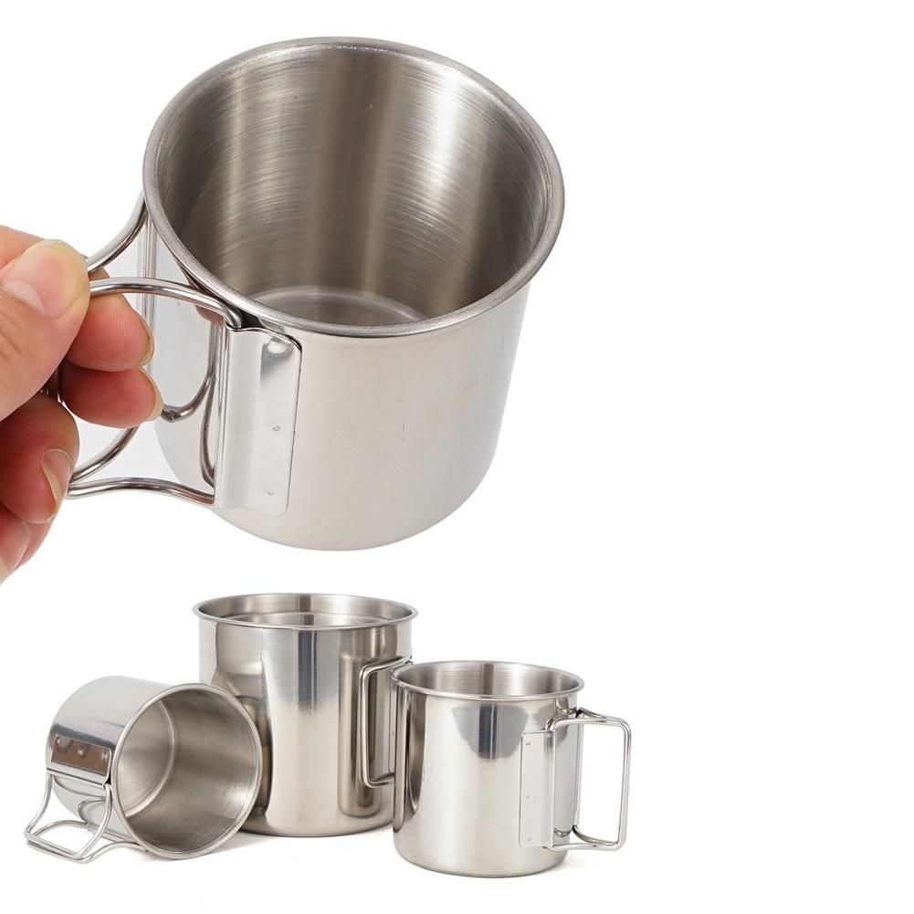 4PCS 304 Stainless Steel Outdoor Camping Cup Set Portable Mountaineering Trekking Cups Travel Hiking Cookware Equipment
