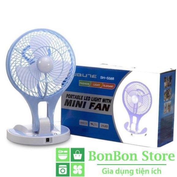 ️Bảo Hành 3 Tháng️ Quạt Mini Để Bàn Sạc Tích Điện Kèm Đèn Led Học Fan HT-5580, Mẫu Mới Nhất 2021 shop Change GDTM