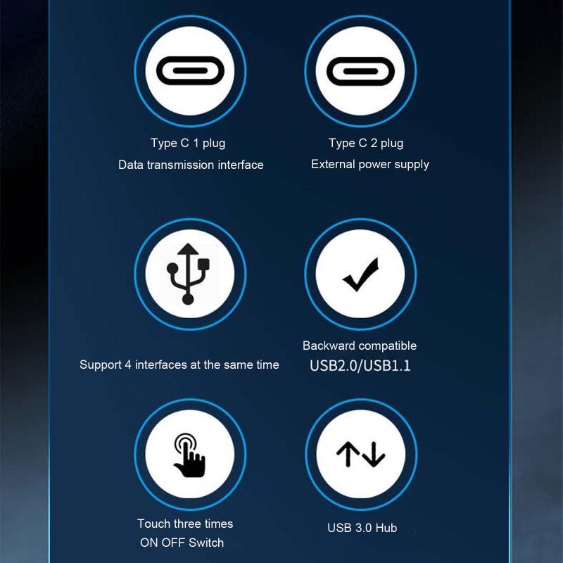 HUB USB 3.0 công tắc On/Off có đèn LED cho máy tính