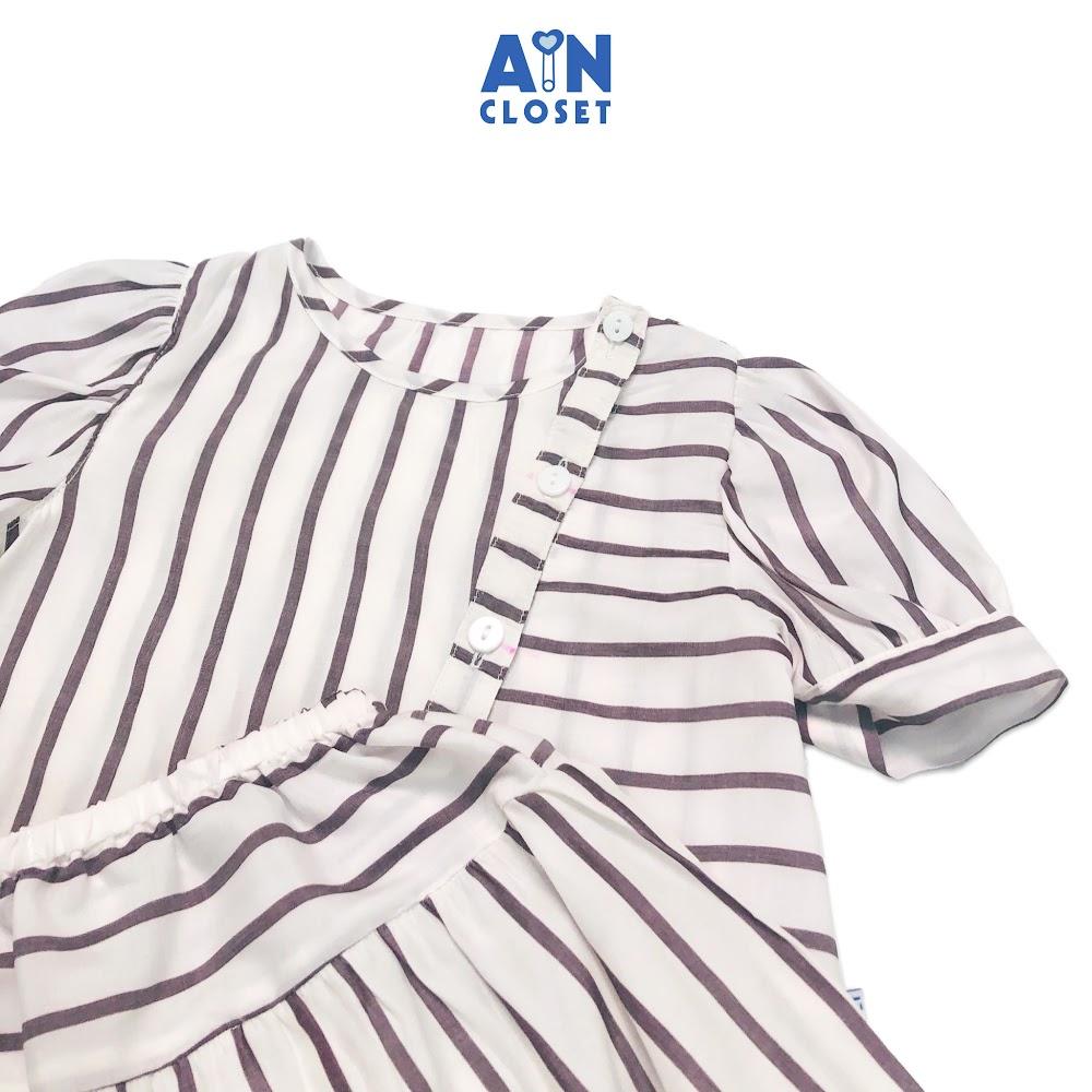 Bộ quần áo ngắn bé gái họa tiết Kẻ Nâu quần váy cotton boi lụa - AICDBGGGYZFN - AIN Closet