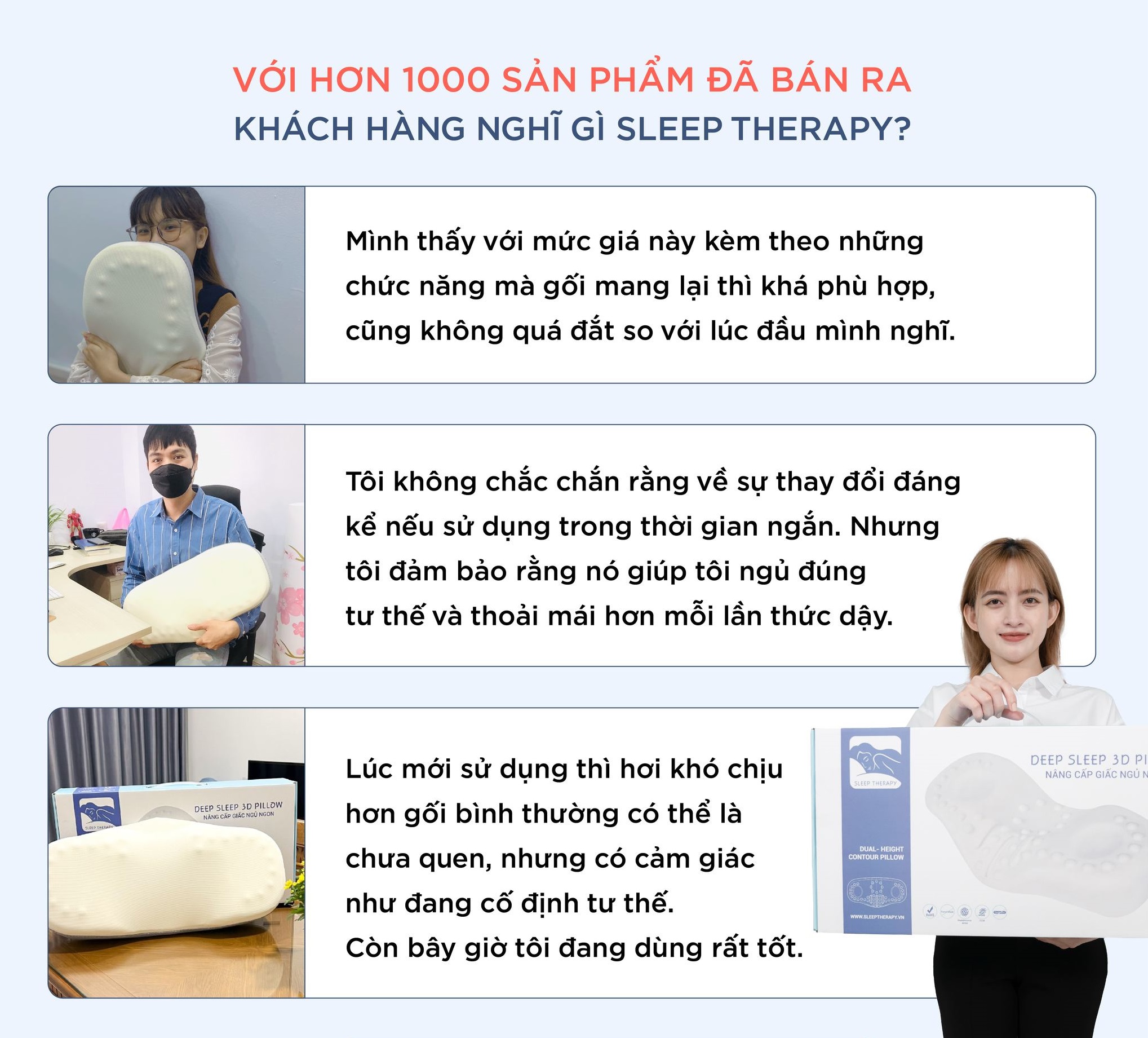 COMBO 1 Gối Sleep Therapy giảm đau vai gáy cho người lớn + 1 vỏ gối ngoài - Màu ngẫu nhiên