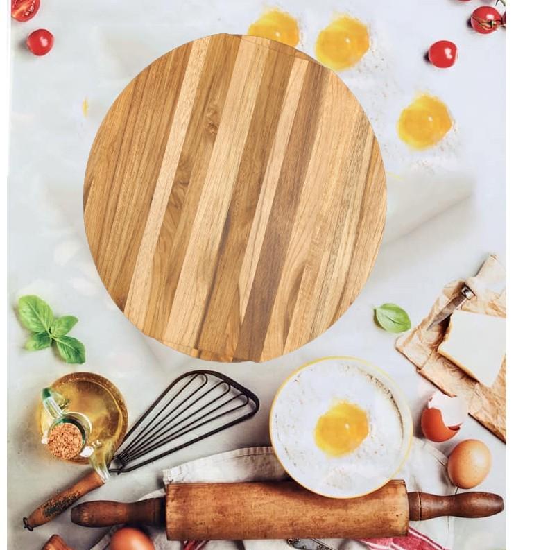 Thớt gỗ teak hình tròn có rãnh R- 39 cm giá rẻ - Wood Cutting Boards Hàng Xuất Khẩu Châu Âu