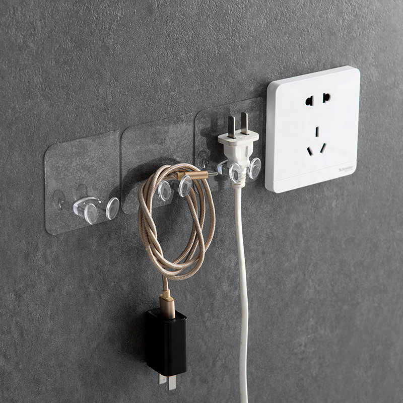 Bộ 6 Móc Dán Tường Treo Phích Cắm Trong Suốt -Chất Lượng Cao